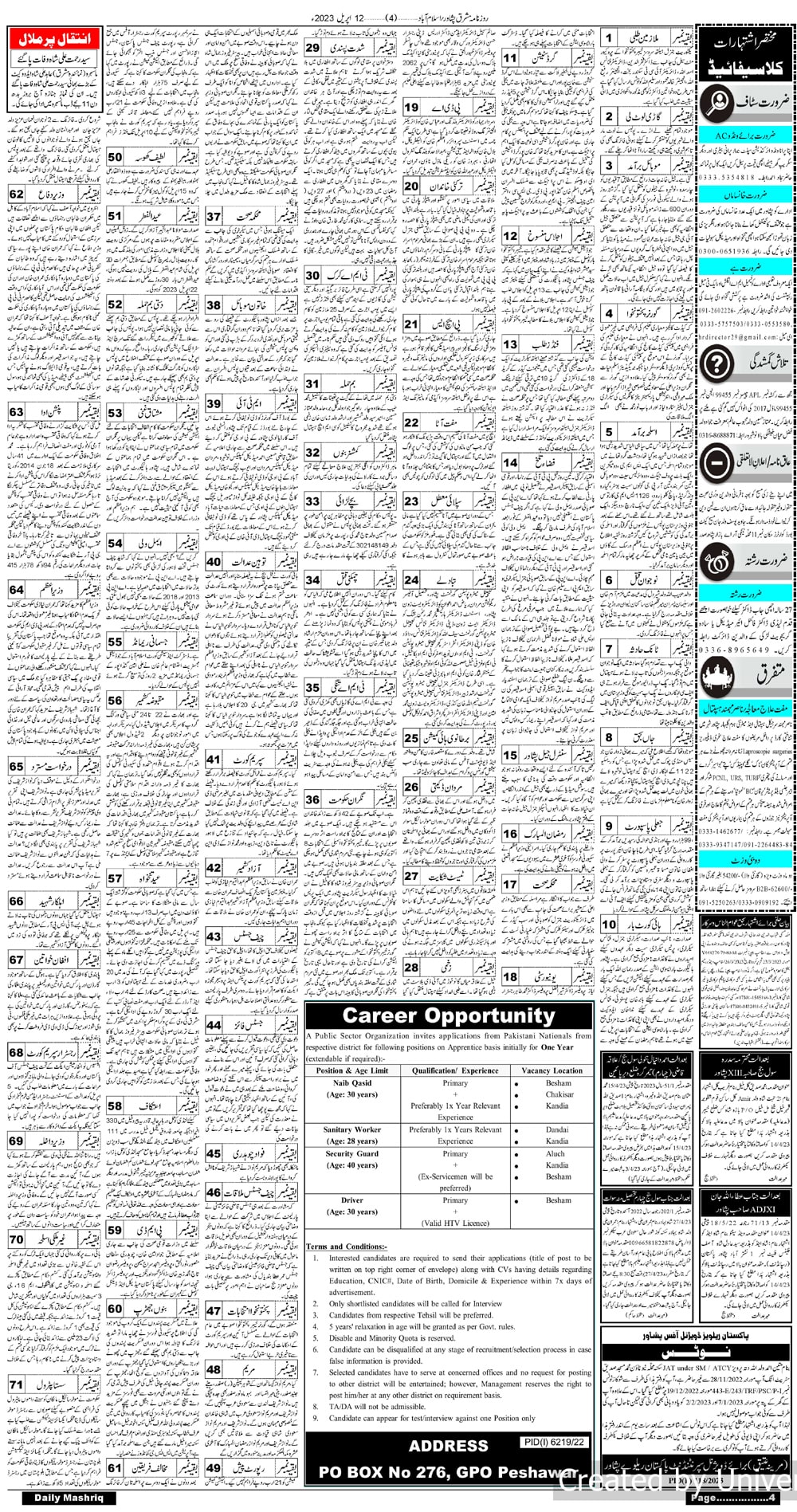 Daily Mashriq Page 1 Date