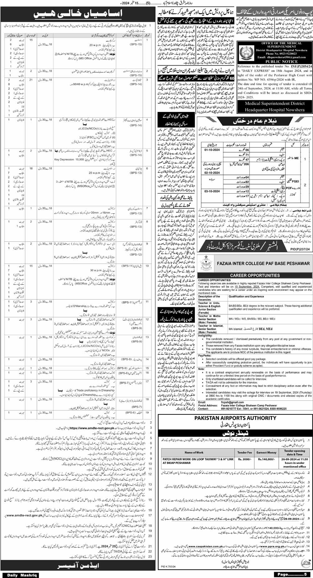 Daily Mashriq Page 1 Date