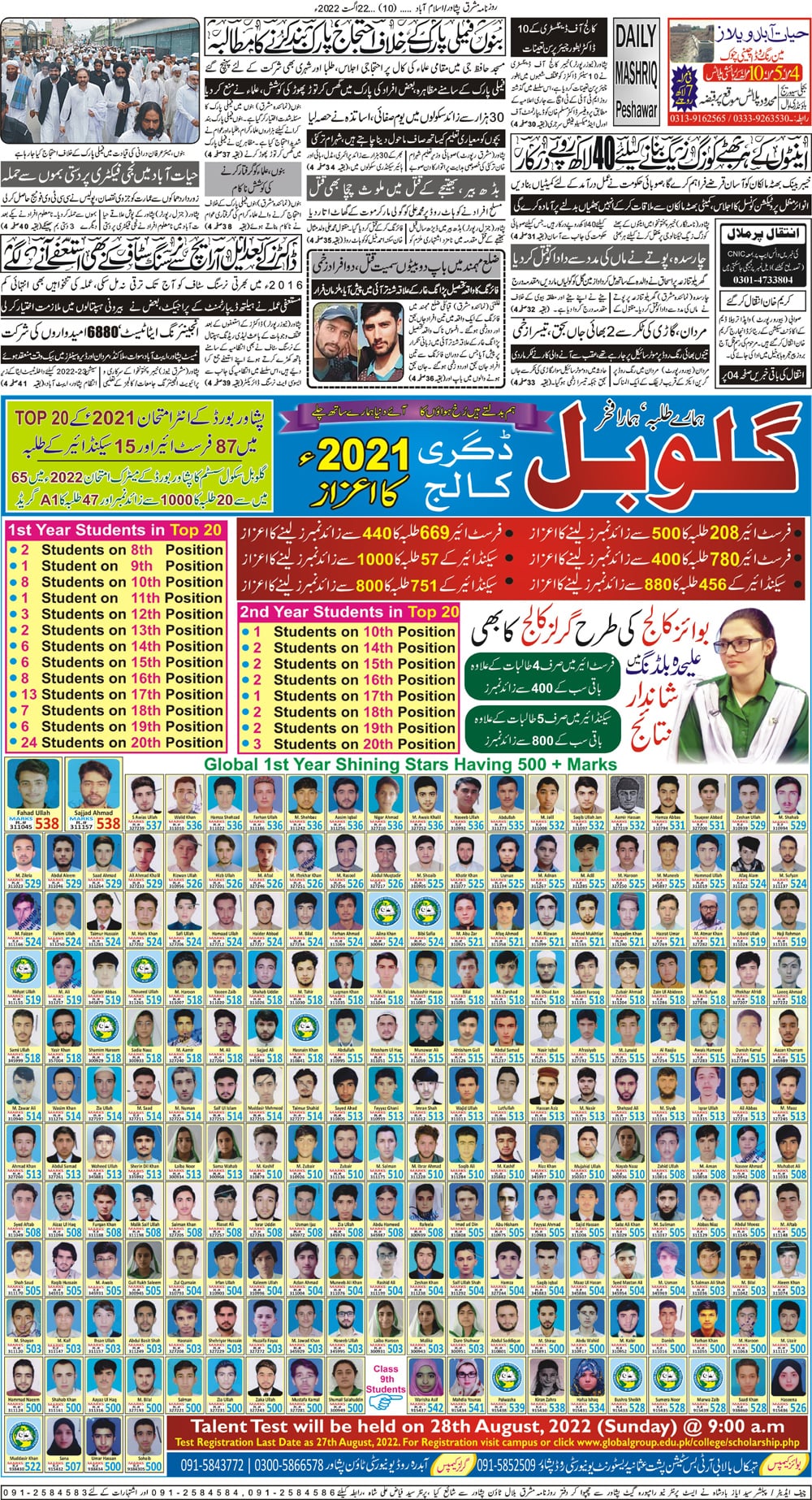 Daily Mashriq Page 1 Date