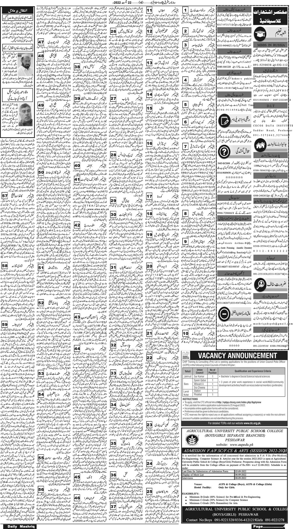 Daily Mashriq Page 1 Date