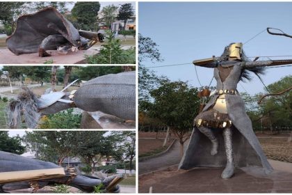 Warrior woman statue Islamabad desecrated