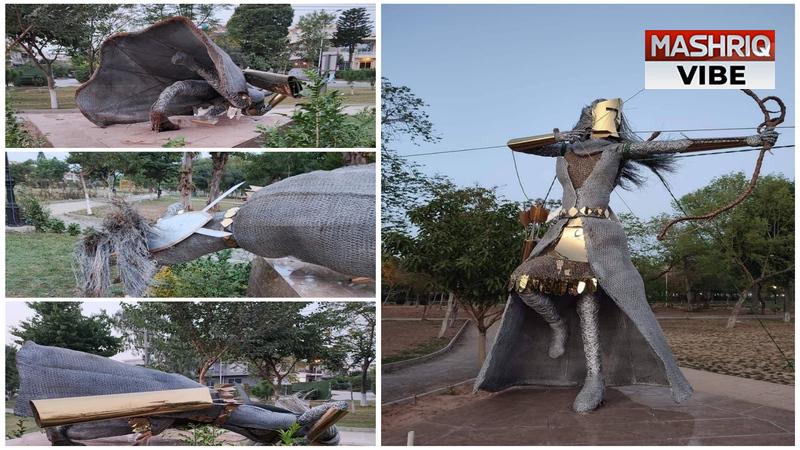 Warrior woman statue Islamabad desecrated