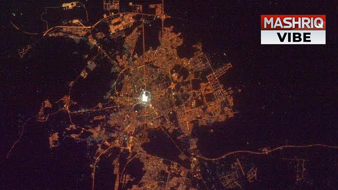 View of the Holy Mosque from Space