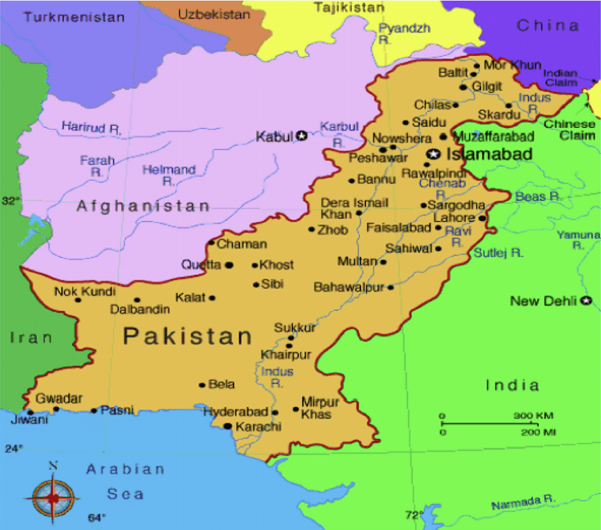 E Map Of Pakistan Showing Locations Of Major Cities Including Gilgit And Surrounding 